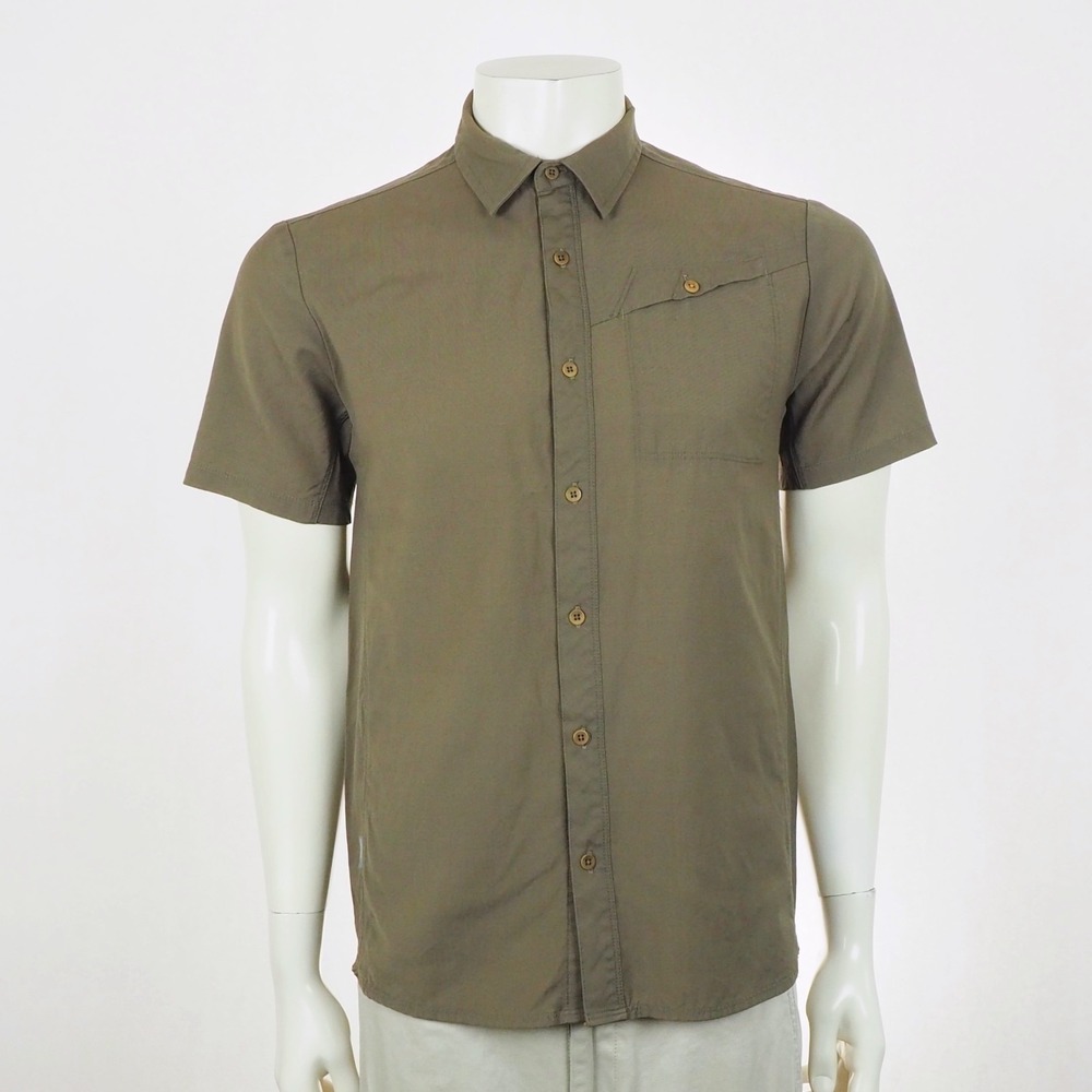 Icebreaker Button Down Shirt Mens Small Brown Merino Wool Outdoor Hiking Tech